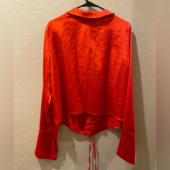 Red Ruched Blouse - Picture 4 of 5